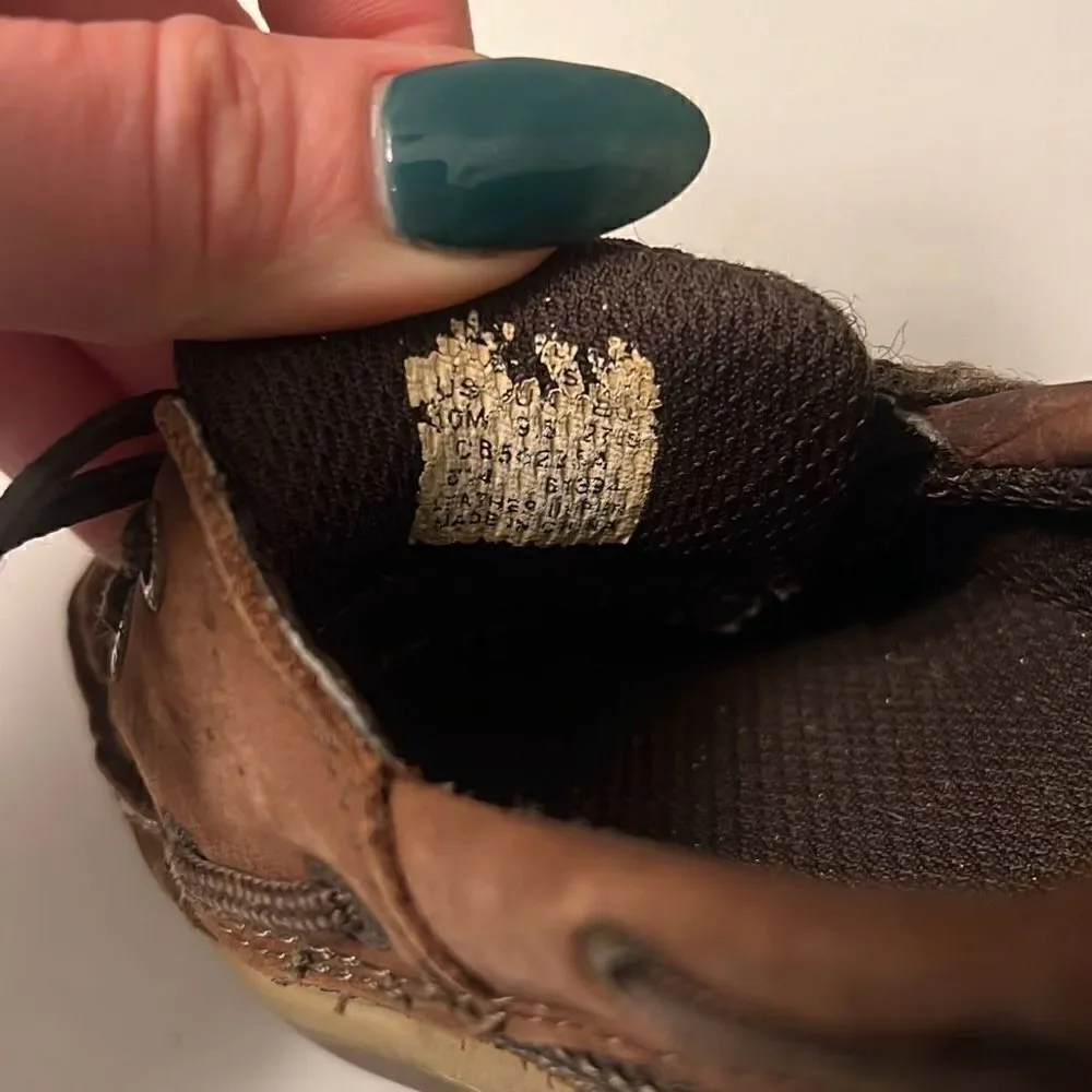Sperry Top Sider Boy's Brown Leather Lanyard Boat Shoes Size 10